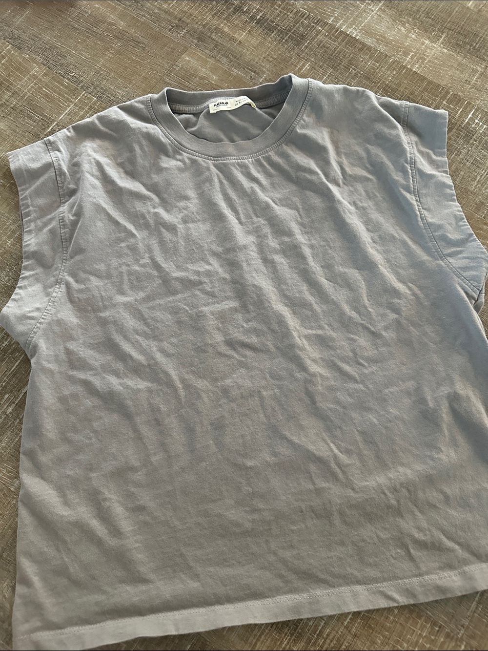 Pull&Bear Women's Sleeveless Muscle Tee in Light Gray